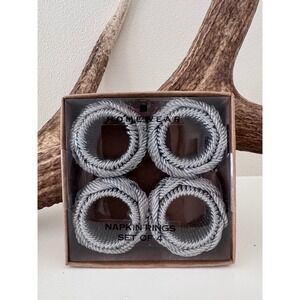 Homewear Set of 4 Silver Woven Braid Napkin Rings Handmade Rope Style 56844-3